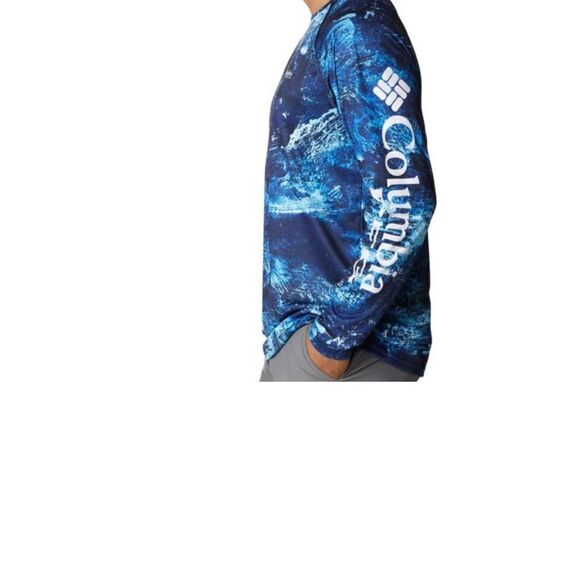 COLUMBIA PFG Mens Large Super Terminal Tackle Long Sleeve Shirt - Blue Multi - Picture 11 of 13